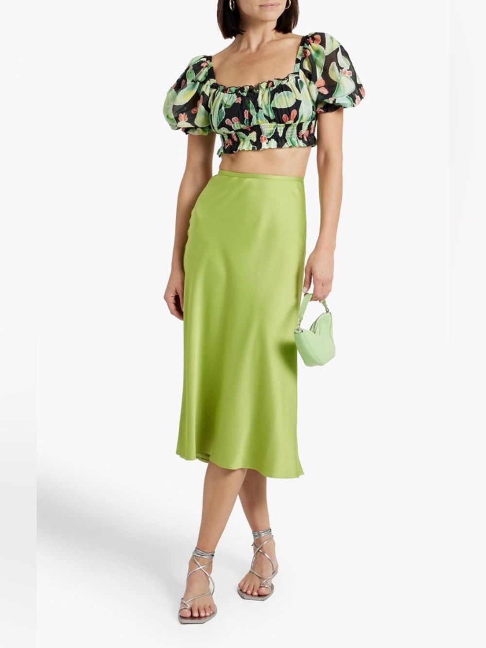 NWT CHARO RUIZ IBIZA Zamora cropped printed cotton-voile top, Size M